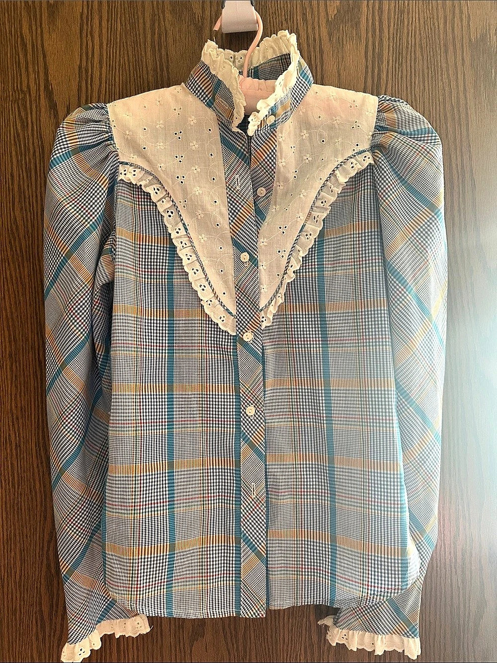 Plaid Ruffle Blouse western